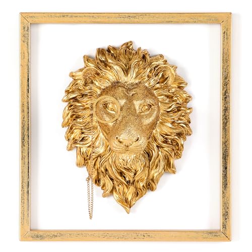 UITWMKTG Gold Animal Head Wall Decor with Metal Frame Vintage