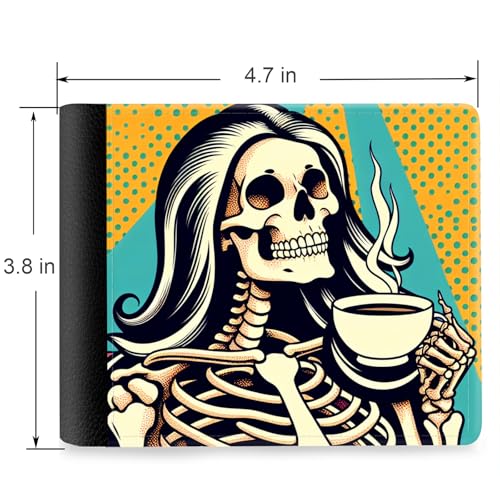 Front Pocket Slim Bifold Leather Wallet RFID Blocking with ID Window/Girl Skull GC04982