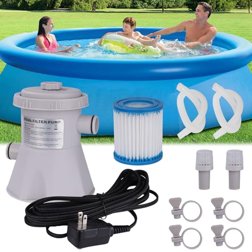 300 Gallons Above Ground Round Pool Filter Pump,Household Inflatable Pool Filter Pump System Kit...