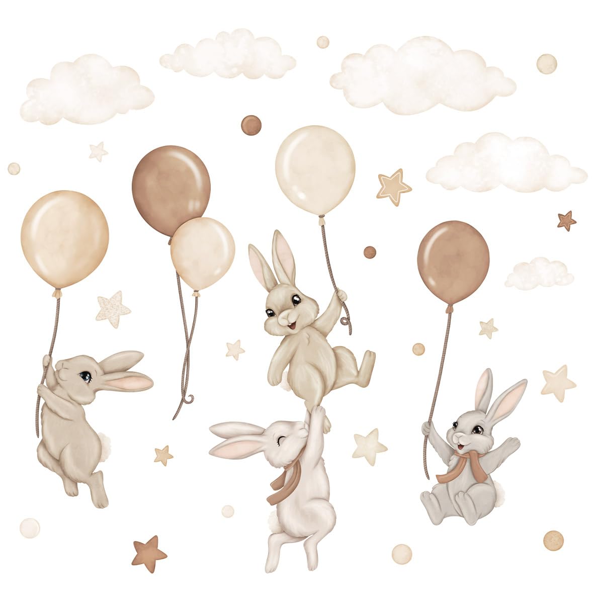 Adesivo da parete per cameretta dei bambini - Adesivo da parete per cameretta dei bambini - Non tossico, sicuro, potente - 29 pezzi adesivi - Marrone, Beige