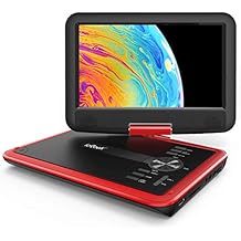 ieGeek 11.5 "مشغل DVD محمول للأطفال والسيارة، 9.5" شاشة واقية للعين مع بطارية قابلة للشحن 5 ساعات، دعم مزامنة التلفزيون/بطاقة USB/SD وتنسيقات أقراص متعددة، المناطق الحرة - الأحمر