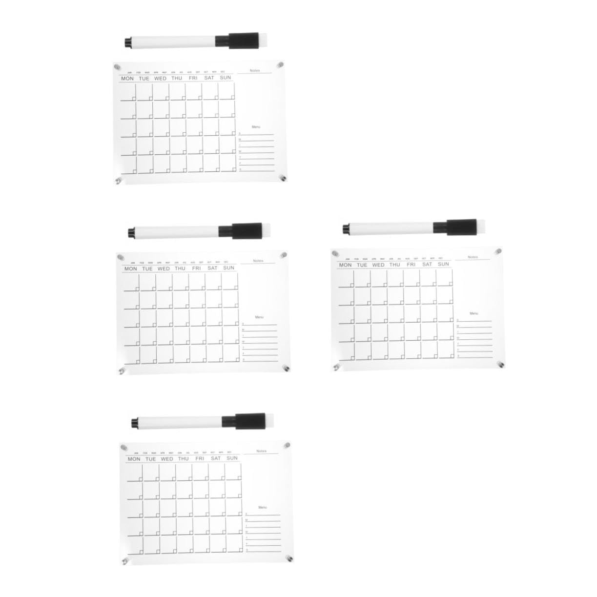 4 Ensembles Tableau Calendrier Effaçable Acrylique Transparent Planificateur Hebdomadaire Suspendu Pratique Tableau Mémo Muraux avec Feutre Organisation Famille et Bureau