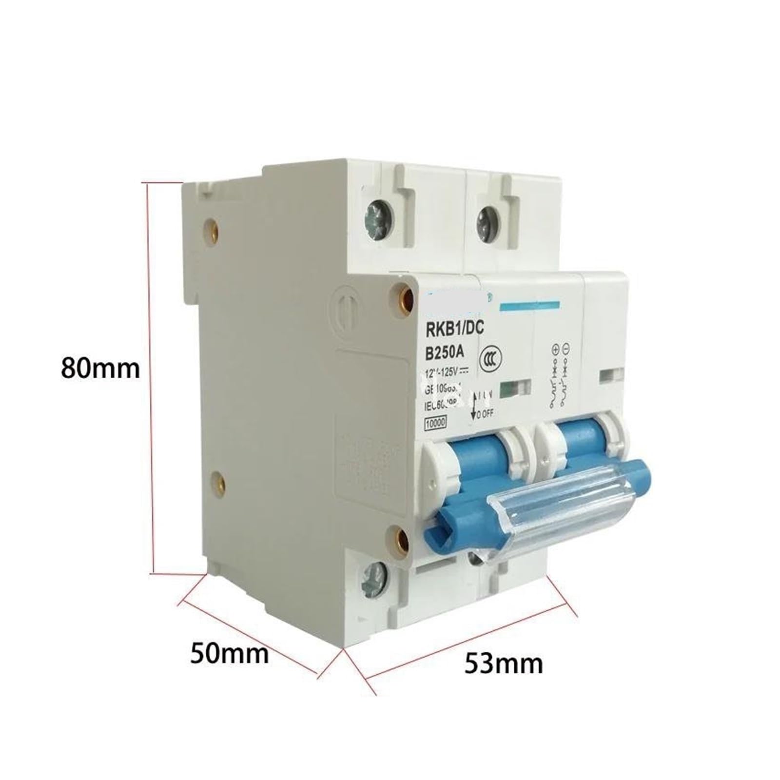 Interruttore automatico MCB DC 1P/2P 12V 24V 36V 48V 60V 72V 96V 120V Mini Isolato100A 125A 150A 200A 250A per batterie di inverter solari(2P,125A)