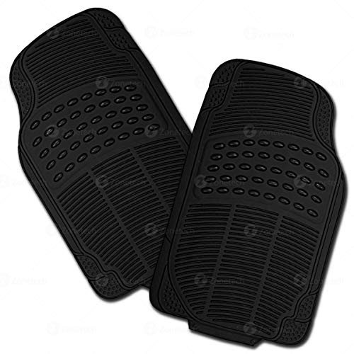 Zone Tech All Weather Rubber Semi Pattern Car Interior Front Floor Mats - 2-Piece Set Back Heavy Duty Car Interior Front Floor Mats