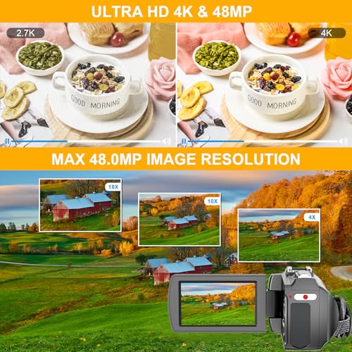 Câmara de vídeo 4K 48MP 60FPS YouTube câmara com microfone sem fios Lavalier para vlogging, visualiz