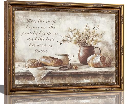 sezhylee Vintage Kitchen Framed Wall Art Meal Prayer Wall Decor 9x11in