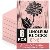 Bobblebro Linoleum Blocks for Printmaking Supplies - 6PCS 8”x6”Rubber Linocut Block Printing Kit for Stamp...