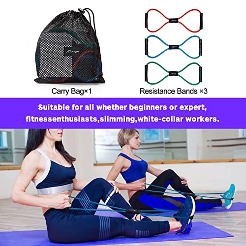 Resistance Bands Set Of 3, Exercise Tube Band Chest Expander, Resistance Exercise Bands Yoga Gym Fitness Pulling Rope 8 Word Elastic For Exercise Muscle Training Tubing Pull Rope… #TOP2