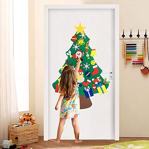 Kids Diy Felt Christmas Tree With 30Pcs Set Wall Hanging Detachable Ornaments Xmas Gifts Children Friendly Christmas Home Decorations #TOP4