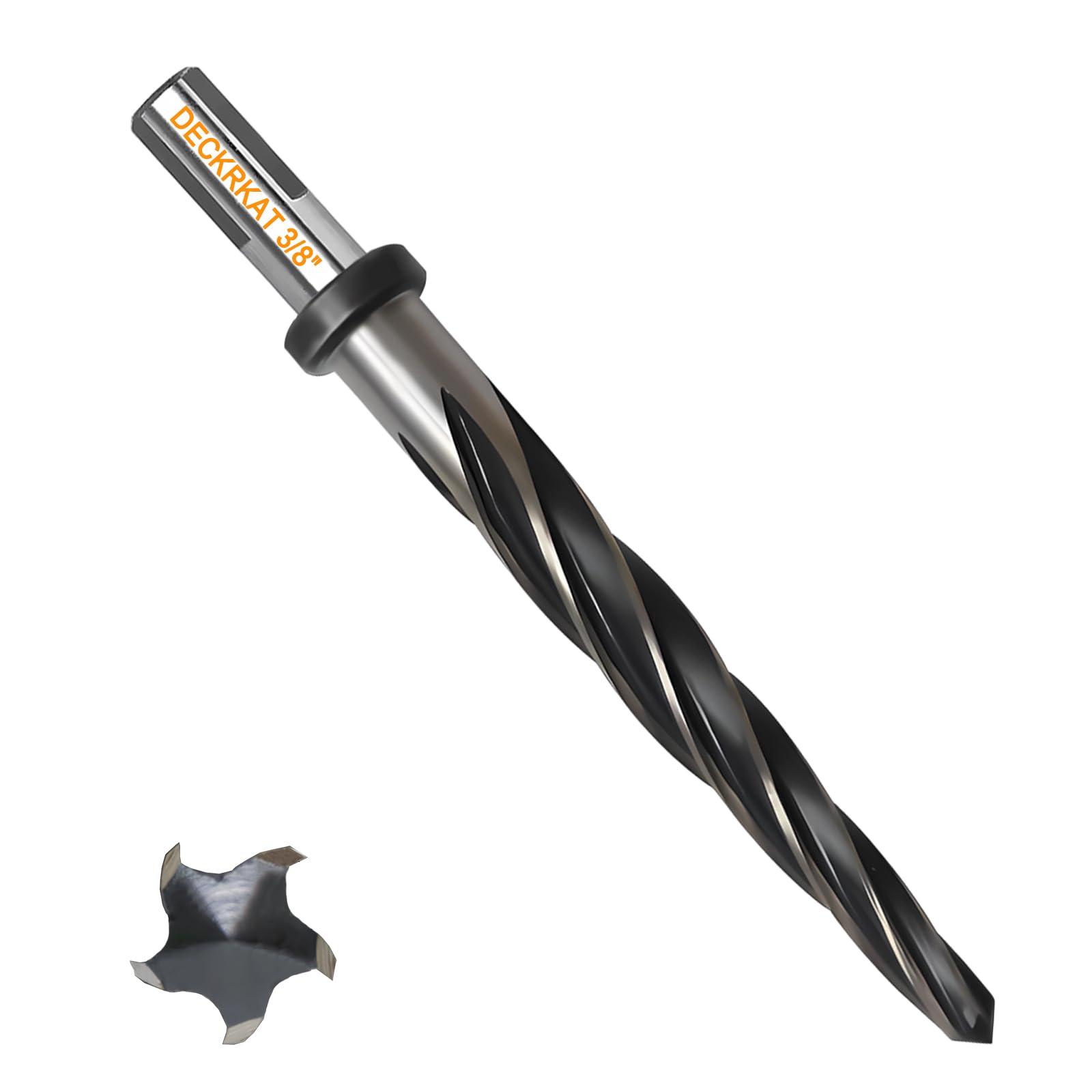 Broca escariadora de 3/8 pulgadas para metal, escariador cónico HSS M2 para acero, aleación, madera, plástico para alinear; agujeros ampliados, 5 flautas en espiral, vástago antideslizante de 3/8
