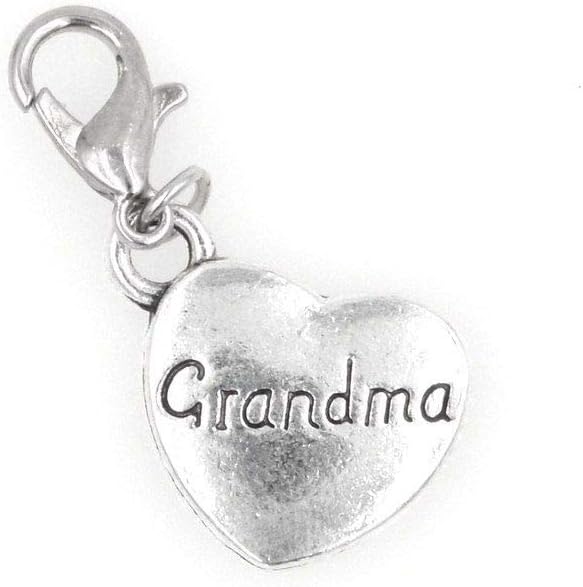 Heart Grandma Clip on Charm Perfect for Necklaces and Bracelets 95P