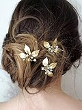peinetas plata segunda mano Just a mano Tema kercisbeauty Simple Vintage hojas de oro y plata con perla cristal boda accesorios para el pelo boda pelo pasadores para pelo de novia cristal pelo pines regalo boda accesorios para el pelo (Set de 3)