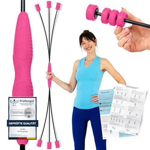 ELANI Schwingstab - Verstellbarer Widerstand & ergonomischer Griff - hochbelastbarer Gymnastikstab, auch als Physiotherapie Zubehör, Swinging Sticks, Schwingstab Fitness Testsieger, Flex Stab