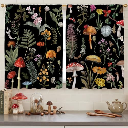 Woaoce Mushroom Kitchen Curtains, 2 Panels 27