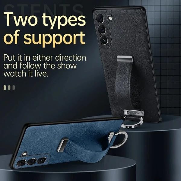 Image of MILLION CASES Back Cover Case for Samsung Galaxy S23 Ultra Soft Flexible Leather Shockproof Protective Wristband Business Case(Blue)