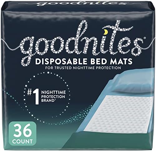 Goodnites Disposable Bed Mats for Bedwetting, 2.4 x 2.8 ft, 36 Ct (4 Packs of 9)
