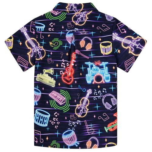 Image of uideazone Boys Hawaiian Shirts Novelty Printed Funky Short Sleeve Button Down Shirt Kids Aloha Luau Shirt 7-14T