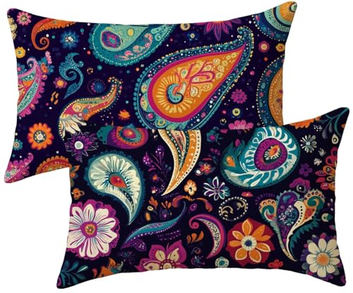 Cojines Sofa Violeta, Funda Cojin 50x90 Terciopelo Juego de 2 Cojines Exterior Impermeable, Abstracción Funda Almohada, Fundas Cojin para Decorativos Salon Dormitorio Sofá Balcones Jardin k-973