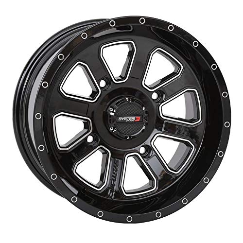 System 3 Off-Road ST-4 Aluminum Wheels 14x7, 4 156, 4+3, Black Machined 14S3-4156