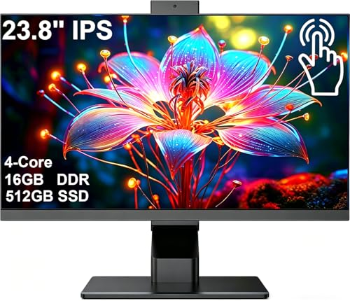 Image of 23.8 inch IPS Touch All-in-one Computer pop-up Webcam for Office | Core i7 4770 4-Core 4-Thread, 16GB DDR3, 512GB SSD, plug-and-play, full ports, free keyboard&mouse, Wi-Fi, HDMI USB