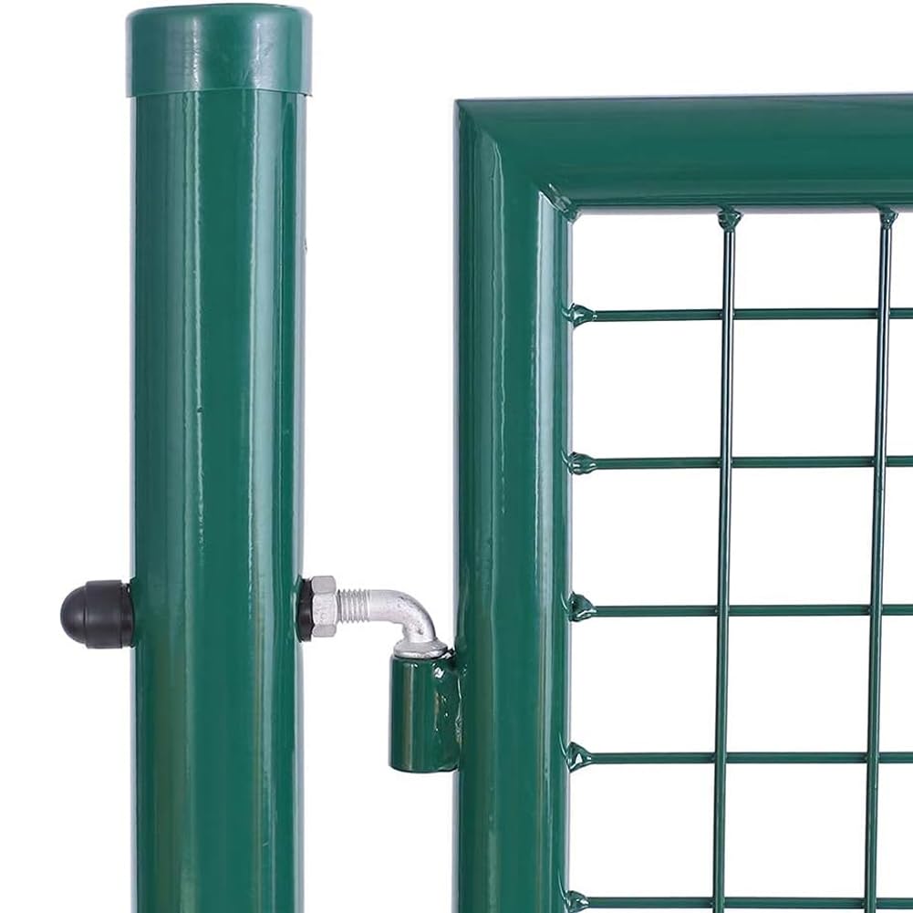 Bakaji Cancello Cancelletto Porta a Rete per Recinzione Giardino Telaio in Acciaio Verniciatura a Polvere Dimensione 106 x 200 cm Chiusura a Chiave 3 Chiavi Incluse Colore Verde