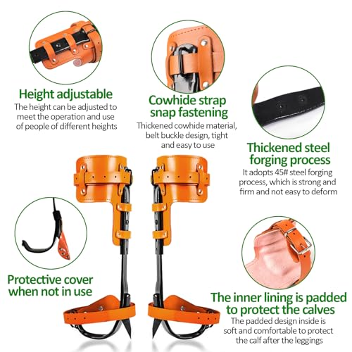 Image of Tree Climbing Gear, Tree Climbing Spikes, Tree Climbing Gear with Adjustable Climbing Straps and Steel Core Flip Line, Rock Climbing Kit with Triple Lock Lanyard Adjuster