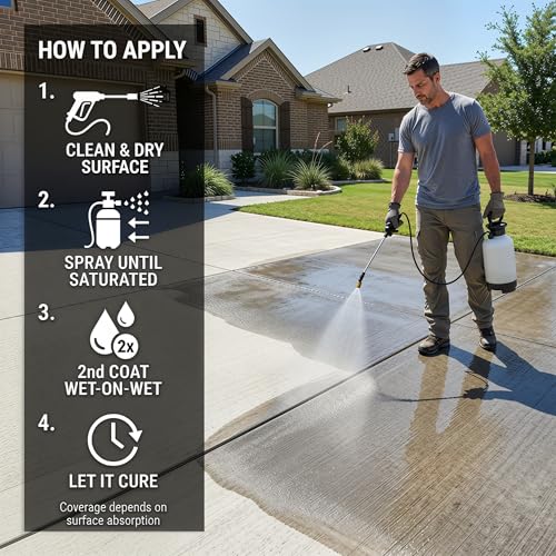 Image of Nanoprotect Concrete & Stone Sealer Indoor & Outdoor | Long-Term Protection Against Water, Stain & Dirt | for Driveway, Patio, Pavers and Any Absorbent Stone | 1 Gal