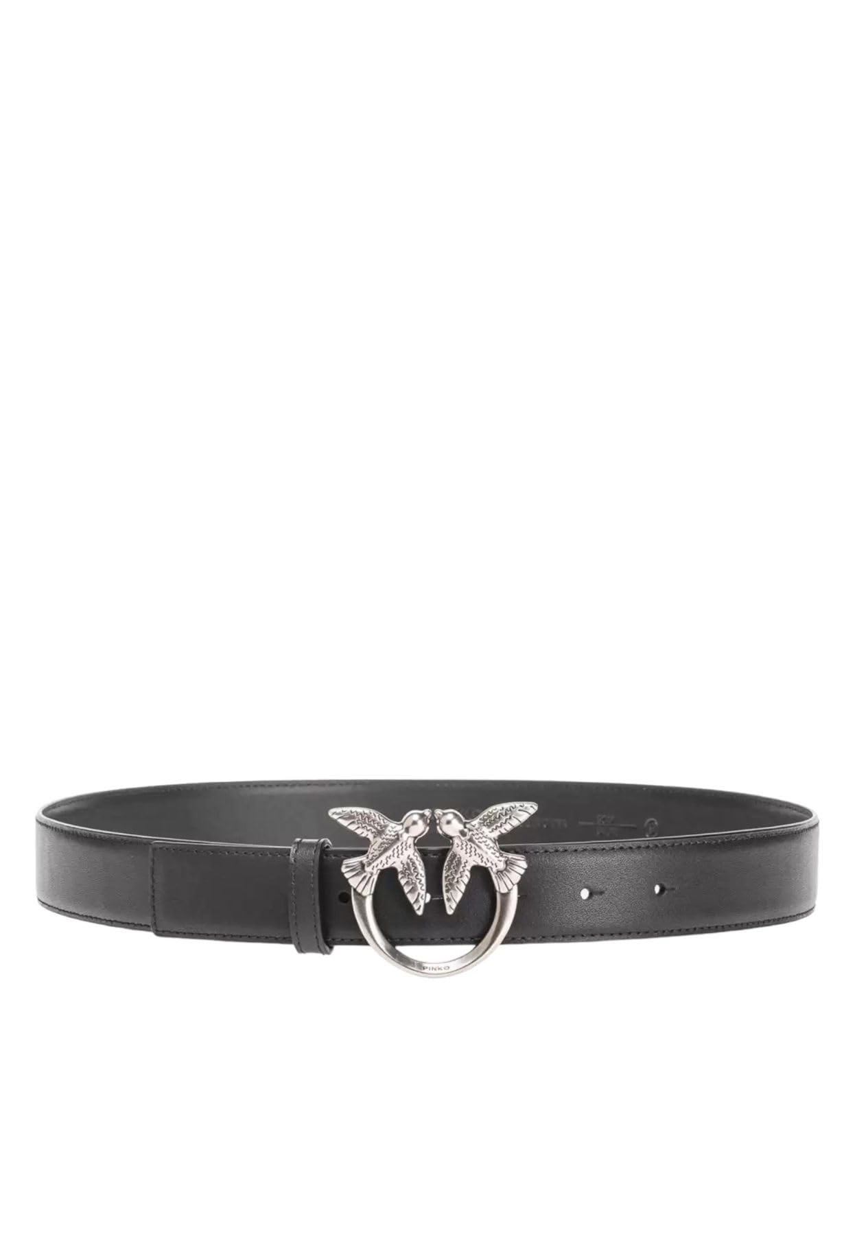 Pinko Women's Black Belts, M, Leather Belt With Bird Buckle
