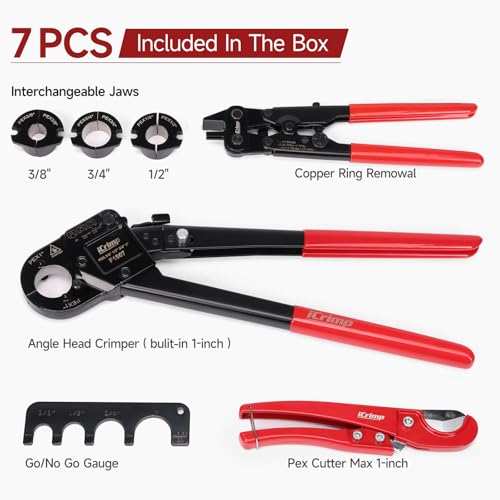 Image of iCrimp Angle Head PEX Crimping Tool Kit for 3 /8,1 /2,3 /4,1-inch,PEX Crimper