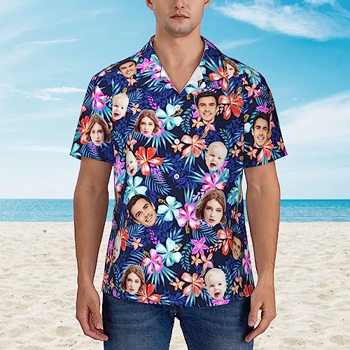 Custom Hawaiian Shirt W/Face For Men Personalized Funny Button Down Hawaiian Shirts W/Photo Tropical Beach Shirts #TOP1