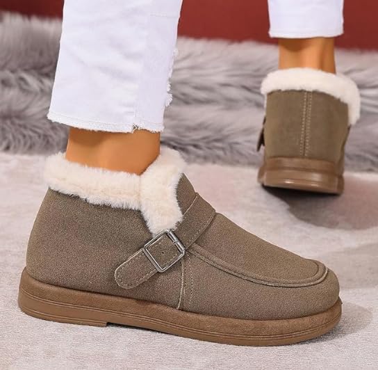Womens Moccasin Snow Boots Warm Winter Boots Ankle Boots for Women Outdoor Fur Lined Womens Shoes Slippers - Image 3