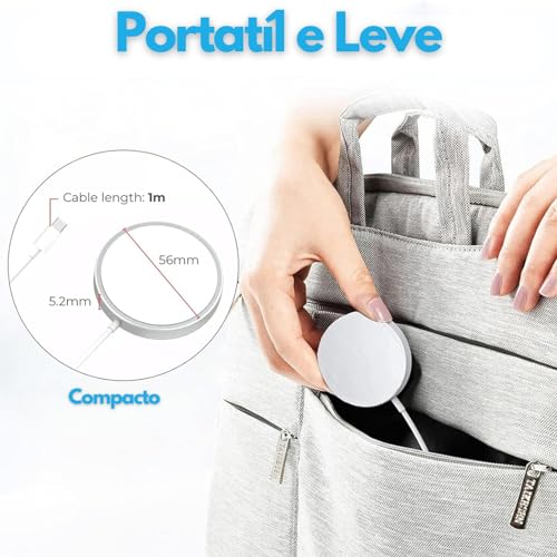 Carregador Magnético Por Indução Sem Fio Para Iphone 12 13 14 15 20w Compatível com Magsafe