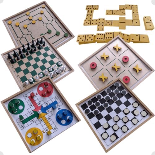 6 em 1 Jogos de Tabuleiro Clássicos Xadrez, Damas, Ludo, Jogo Da ...