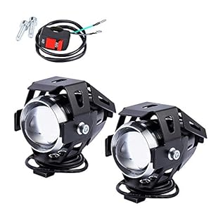 2pcs 125w Phare Moto Feux Additionnels LED Phares Avant Moto Anti Brouillard Projecteur Spot LED Moto U5 3000LM Etanche avec Interrupteur ON OFF de Feux (U5)