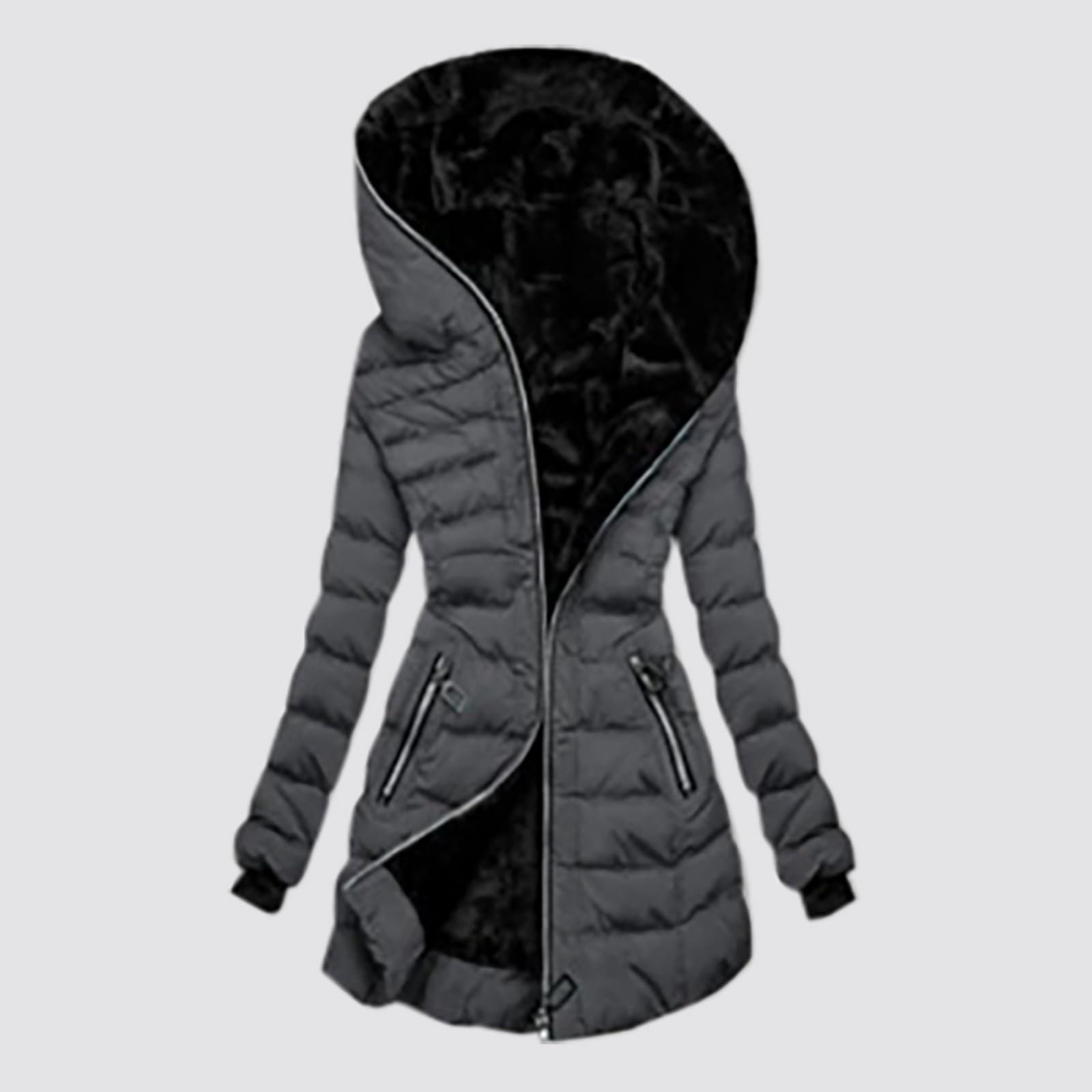 Genérico Chaqueta para Mujer Invierno,Ropa Invierno Cremallera con Bolsillo abrigo acolchado plegable ligera de color sólido bolsillos Entretiempo casual cálido Cazadora Manga Larga
