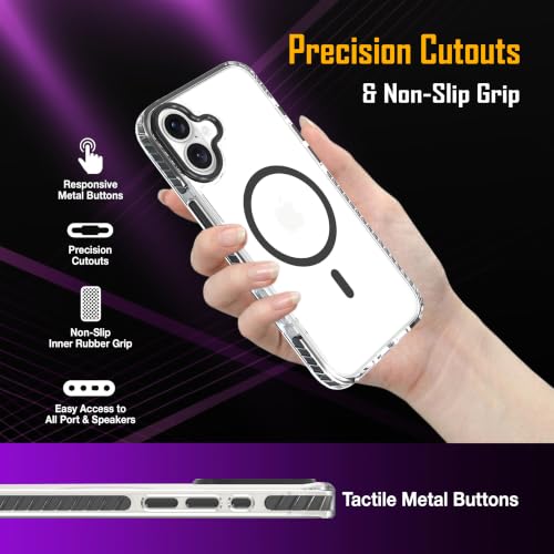 Image of Zapcase Crystal Clear Back case for iPhone 16 Plus | PC Back | TPU Bumper with Inner Rubber Grip | Metal Camera Guard Bezel | Metal Buttons | Scratch Resistant Cover | 2 Layer Edge Protection | Black