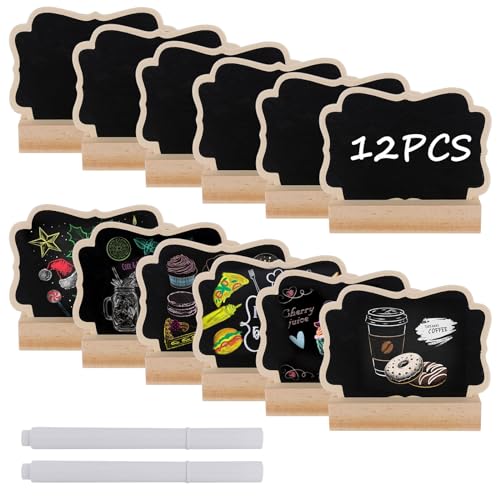 12 Lavagnette Mini Con Base In Legno - Perfecte Per Feste, Menu E Segnaposto - Foto 5
