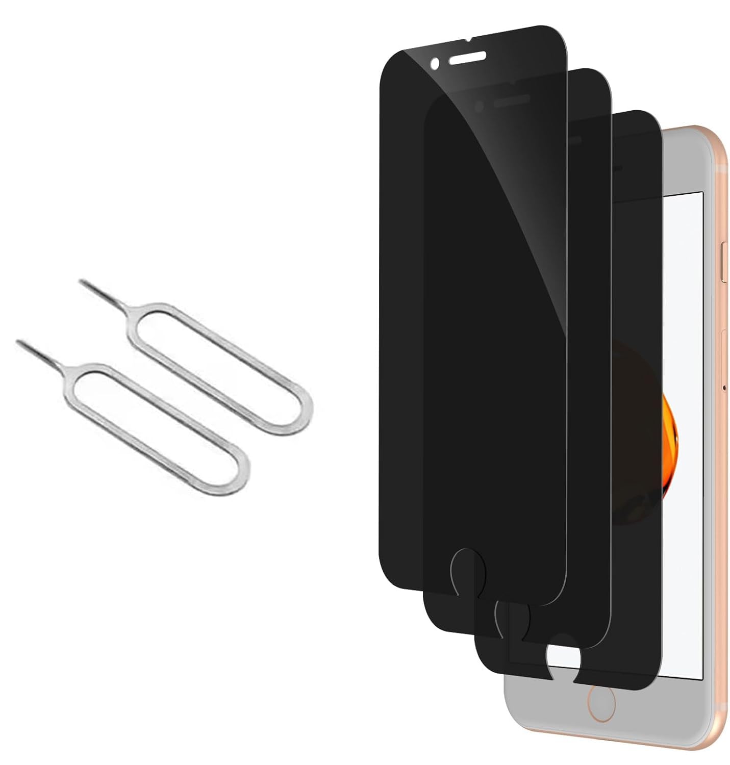 NEW'C 3 Pack SIM Card Removal Openning Tool Privacy for iPhone 8, iPhone 7 Screen Protector, Enhanced 28-Degree Privacy Angle
