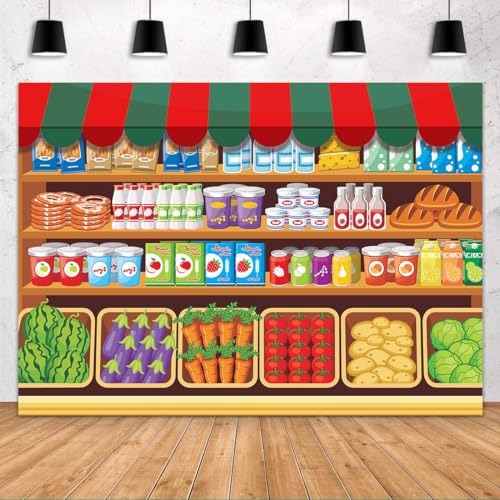 Fondo fotográfico supermercado frutas 9x6ft miniatura 1