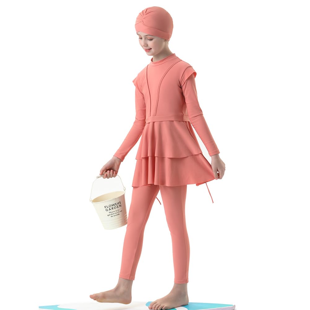 FYMNSI Maillot de bain Burkini pour enfants filles bébé modeste musulman maillots de bain manches longues haut pantalon hijab maillot de bain 3 pièces maillot de bain rashguard