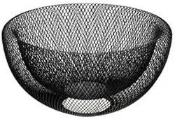 Centro de Mesa Decorativo em Metal Preto, Tigela Vazada, 30 x 15 cm