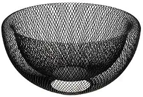 Centro de Mesa Decorativo em Metal Preto, Tigela Vazada, 30 x 15 cm