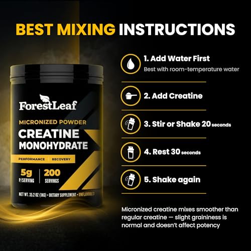 ForestLeaf Micronized Creatine Monohydrate Powder - Maximize Muscle Growth & Strength - Unflavored Creatine for Women and Men - 5G Per Serving - 200 Servings - Image 5
