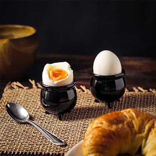 Elbenwald Harry Potter Cauldron Egg Cup Set per i Fan del Mago Wolrd Uomini Donne Unisex Ceramica Nero