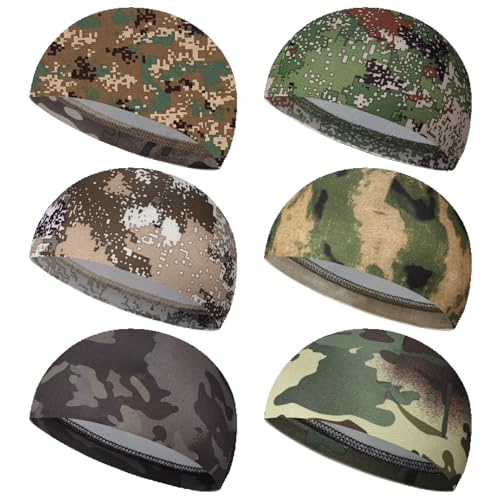 Image of Boao 6 Pieces Cooling Skull Caps Helmet Hard Hat Liner Sweat Wicking Running Beanie Cycling for Men Women