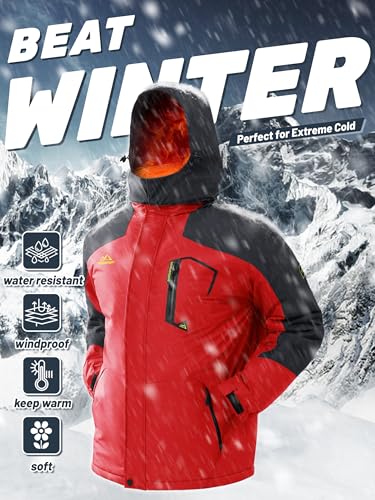 Image of TACVASEN Men's Winter Skiing Jackets Water Resistant Fleece Coats Insulated Thermal Snowboard Jacket Parka Raincoat with Hood