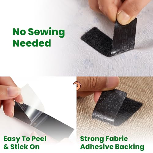 Image of ECOHomes (3 /4 Inch Dots, 200 Sets) Strips with Adhesive for Fabric, Tan | No Sew, Stick On for Fabric, Sticky Back for Clothes, Curtains, Heavy Duty, Double Sided Hook and Loop Hem Tape Fasteners