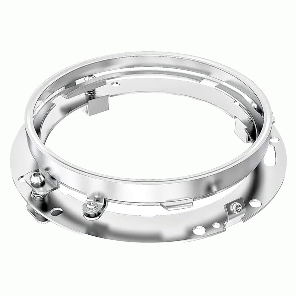7 Inch Round Headlight Ring Motorcycle Mounting Bracket for Harley Davidson Switchback, Road King, Street Glide, Electra Glide and Ultra Limited Needs Ring to fix Firmly Headlight Mount Chrome