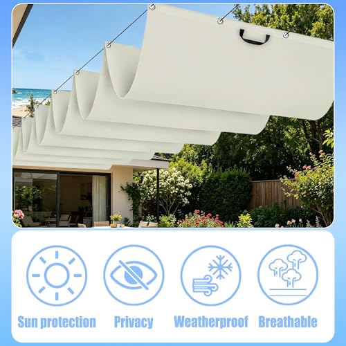 Voile ombrage rétractable vague 350x100 cm étanche pour pergola - 4