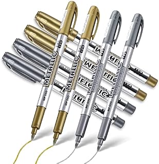 Metallic Marker Pens Set of 8 - Gold and Silver Permanent Art Markers for Crafts, DIY, and Writing - Ideal for Card Making, Metallic Markers Water-Resistant, Quick-Drying Permanent Marker Pens